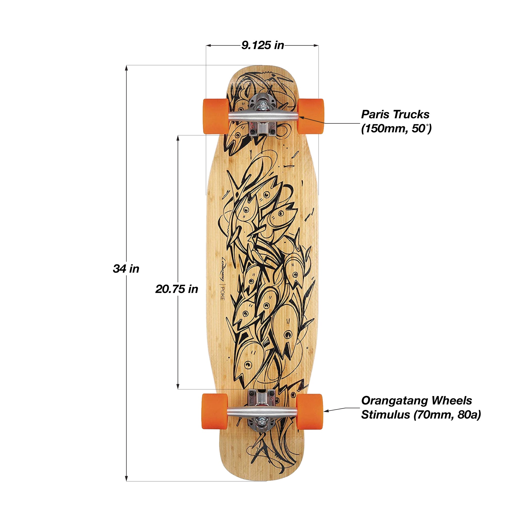 Loaded Poke Complete Longboard Skateboard With Paris Trucks