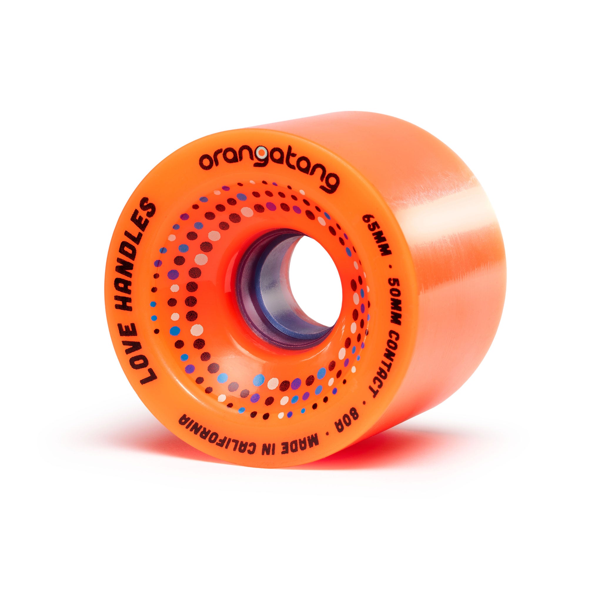 Orangatang 65mm Love Handles (80a, orange) longboard skateboard wheel (hero)