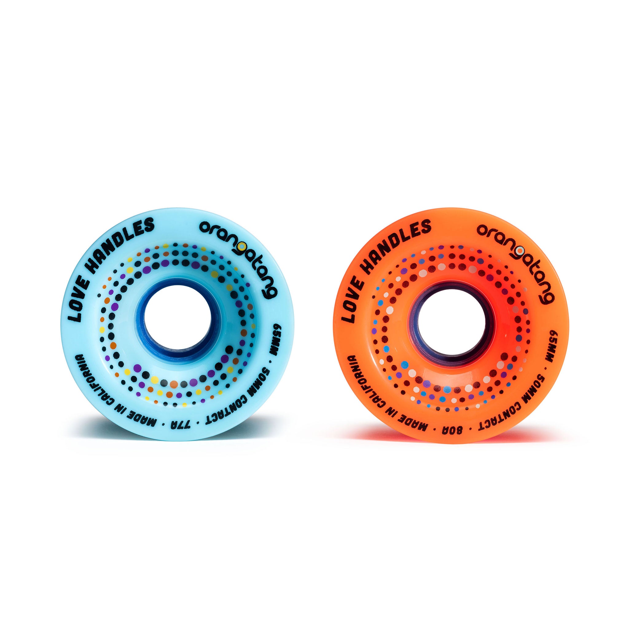 Orangatang 65mm Love Handles longboard skateboard wheels (front)