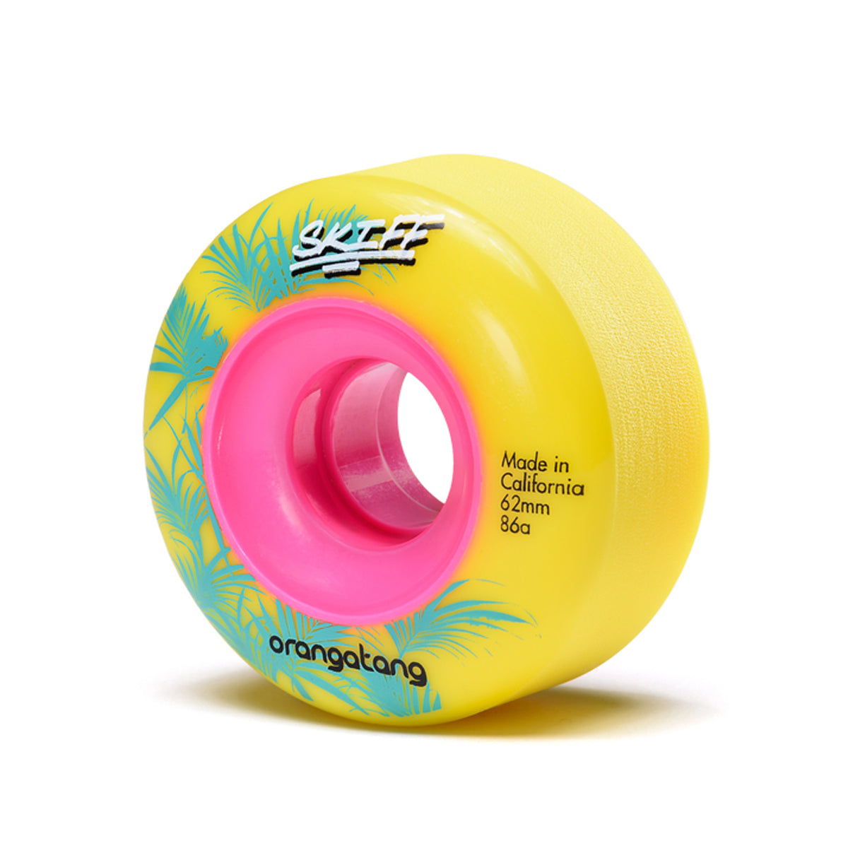 Orangatang 62mm Skiff (86a, yellow) longboard skateboard wheel (hero)